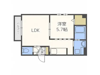 ワン・テン グランメール平岸(1LDK/1階)の間取り写真