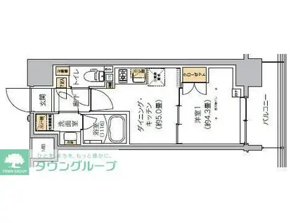 リビオメゾン芝浦(1DK/8階)の間取り写真