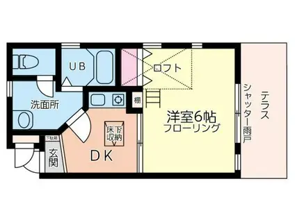 ハーモネストIN(1DK/1階)の間取り写真