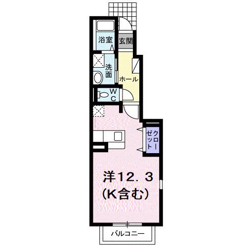 ピアコートI(ワンルーム/1階)の間取り写真