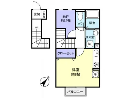 エトワール八千代中央(ワンルーム/2階)の間取り写真