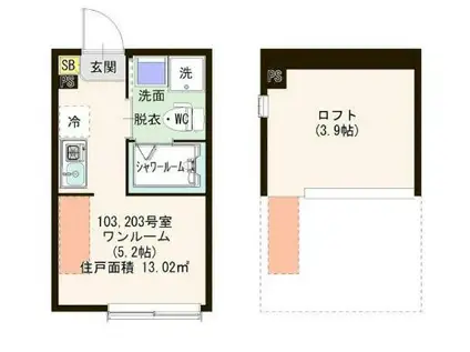 ハーモニーテラス野方III(ワンルーム/1階)の間取り写真