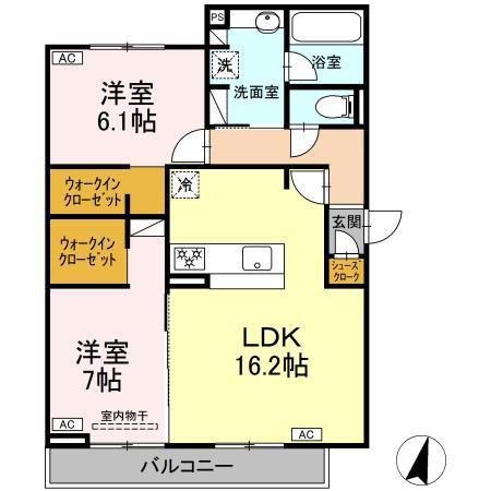 サン グレイス(2LDK/3階)の間取り写真