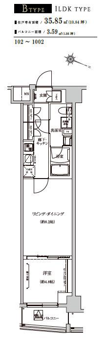 WEAVE BASE -ITABASHI HONCHO 板橋本町(2K/10階)の間取り写真