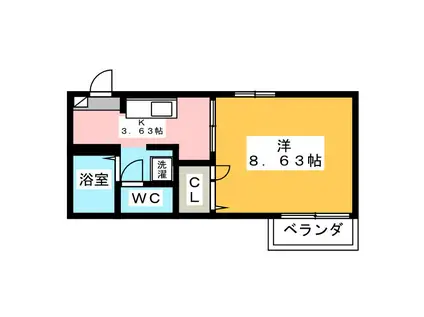 トルナーレ有玉(1K/2階)の間取り写真