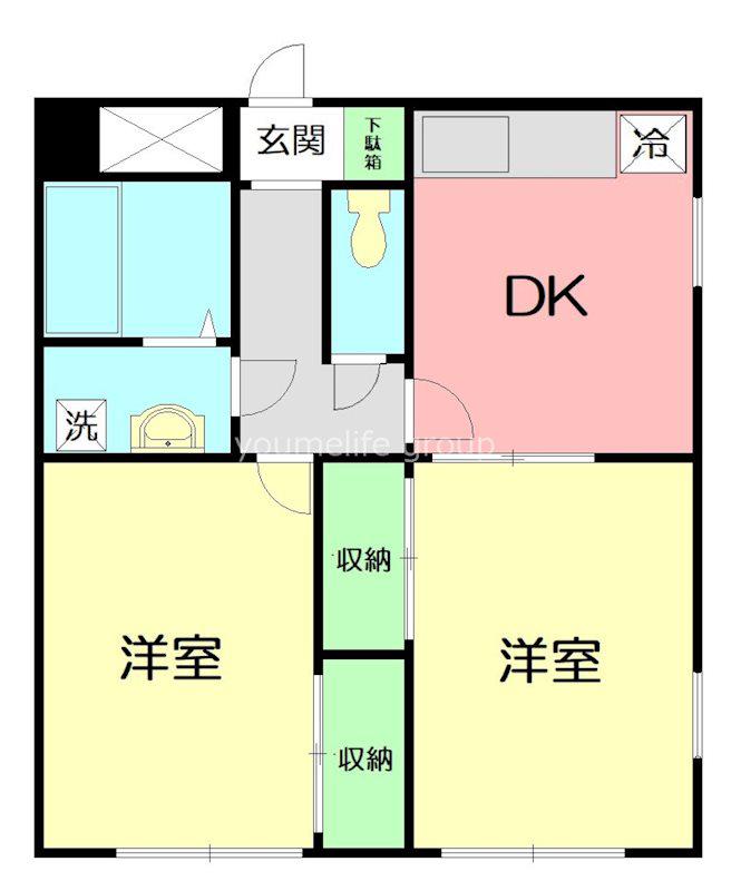 ストークハイツB(2DK/1階)の間取り写真