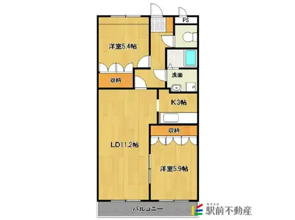 サニープレイス(2LDK/2階)の間取り写真