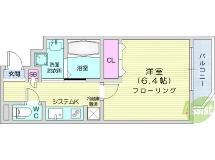 LUMIERA NAGAMACHI(1K/4階)の間取り写真