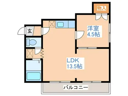 ペルドゥエープス平岸(1LDK/3階)の間取り写真