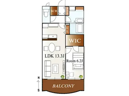 ルコランヴェール杜(1LDK/1階)の間取り写真