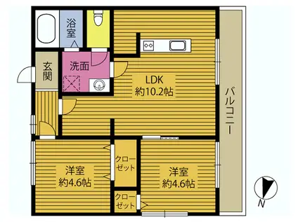 リバーサイドZIN(2LDK/2階)の間取り写真