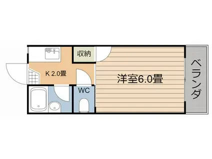 マリンハイツ(1K/1階)の間取り写真