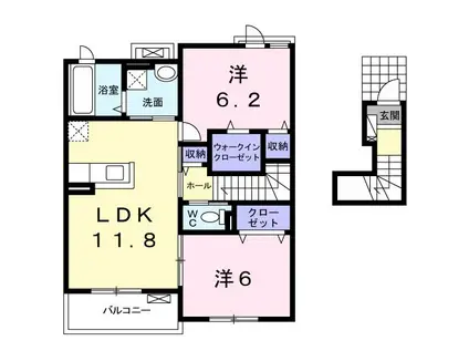 プラシード・NIII(2LDK/2階)の間取り写真