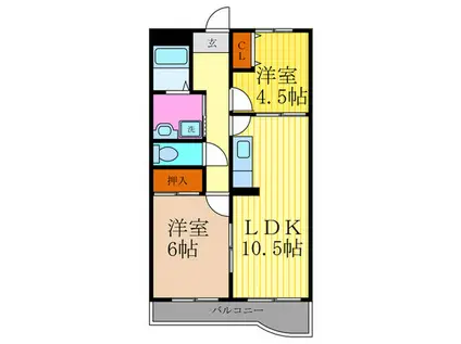 ラセーヌ南桂(2LDK/1階)の間取り写真