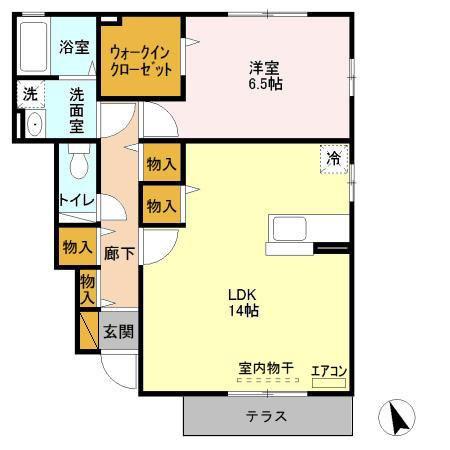 ベル テールA(1LDK/1階)の間取り写真