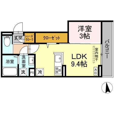 トリシア居町(1LDK/2階)の間取り写真