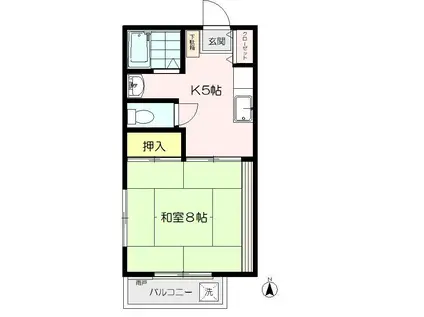 ハイムサンフィール(1K/2階)の間取り写真