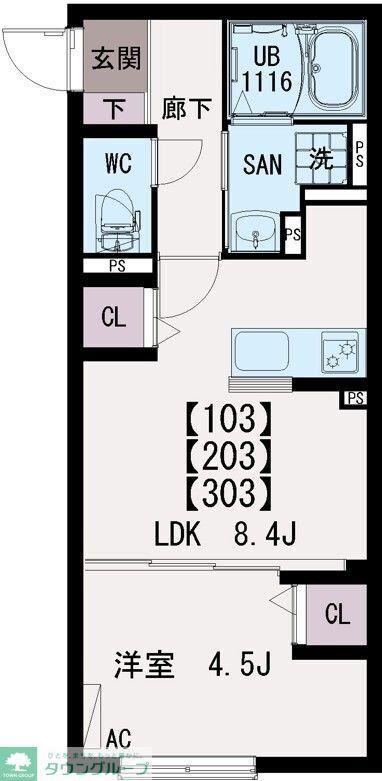 イクシオ入谷(1LDK/3階)の間取り写真