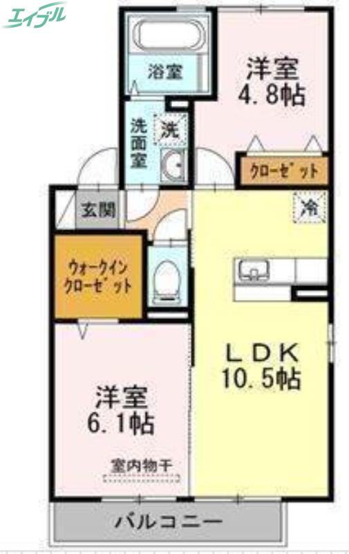 メゾン シュシュ(2LDK/2階)の間取り写真