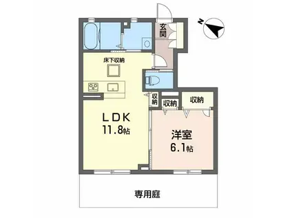 プレミアス京町 A(1LDK/1階)の間取り写真