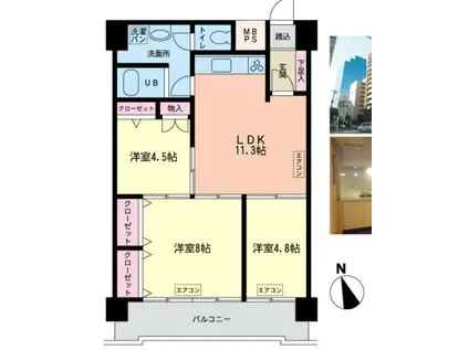 グランドパレス田町(3LDK/5階)の間取り写真