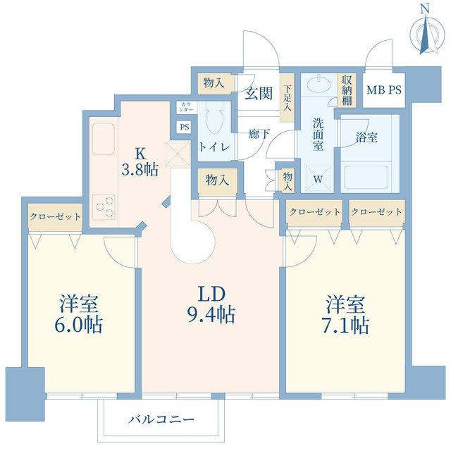日神パレステージ西麻布(2LDK/10階)の間取り写真