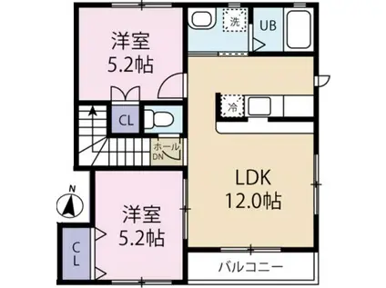 TRIFLE トライフル(2LDK/2階)の間取り写真