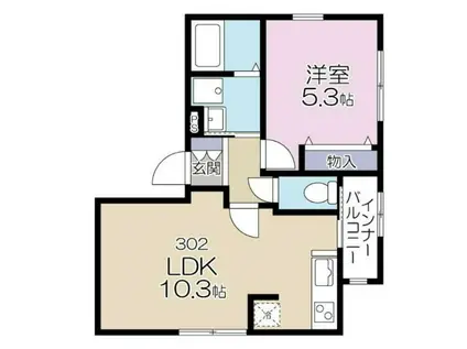 HIROレジデンスM(1LDK/3階)の間取り写真