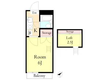 コーポラス稲垣A(1K/2階)の間取り写真
