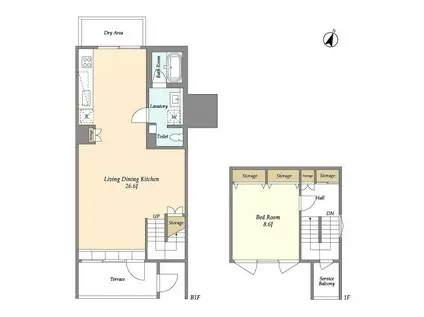 HYGGE(1LDK/1階)の間取り写真