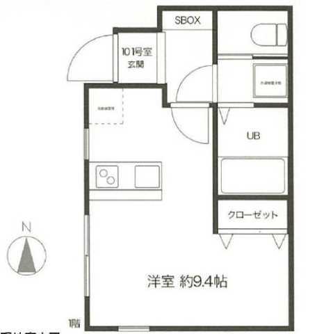 メリディアン三ノ輪II(ワンルーム/1階)の間取り写真