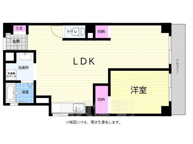 フリートヴィラ国泰寺(1LDK/4階)の間取り写真