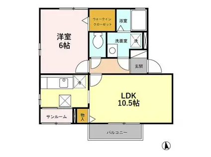 ウエスト ミエール B105(1LDK/1階)の間取り写真