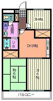ハイデンス上の宮I(3DK/4階)の間取り写真