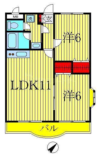 アンクレージュ(2LDK/1階)の間取り写真