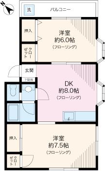 アーバンハイツ本駒込(2DK/2階)の間取り写真