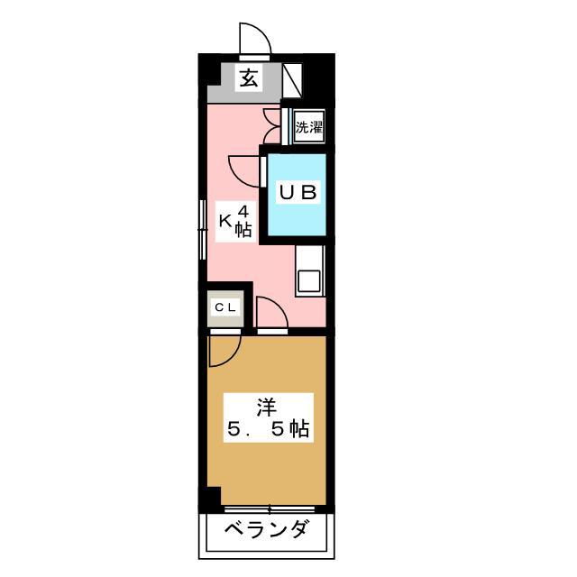 ベイコート横浜(1K/2階)の間取り写真