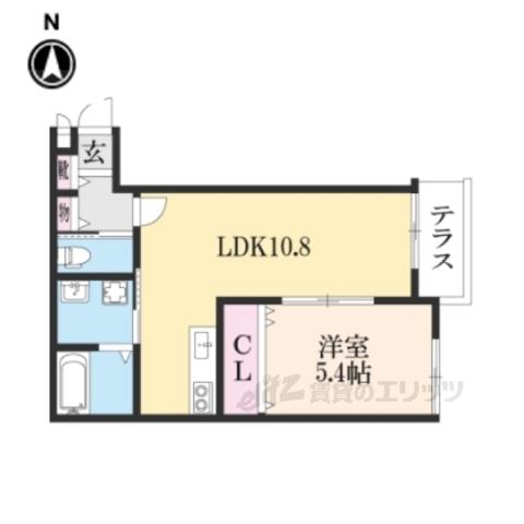 プライベートレジデンス 京都駅西(1LDK/1階)の間取り写真