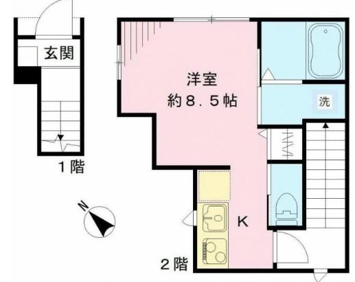 西武新宿線 野方駅 徒歩2分 2階建 築6年(ワンルーム/2階)の間取り写真