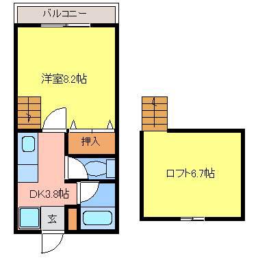 メゾンエリーナ(1K/2階)の間取り写真
