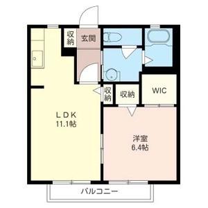 メゾンドソレーユ社家(1LDK/1階)の間取り写真