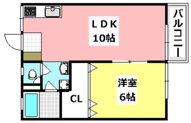 ブライトン24 サウス(1LDK/2階)の間取り写真