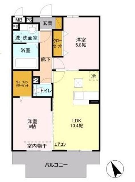 レフィナード(2LDK/1階)の間取り写真
