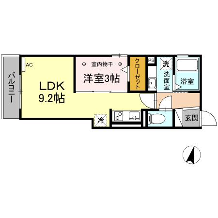 クロノス馬渕(1LDK/3階)の間取り写真