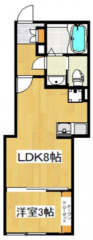 LUXIS東久留米(1LDK/3階)の間取り写真