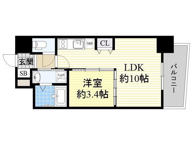 セレニテ京橋クレア(1LDK/6階)の間取り写真