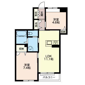 サニーヒルズ(2LDK/2階)の間取り写真