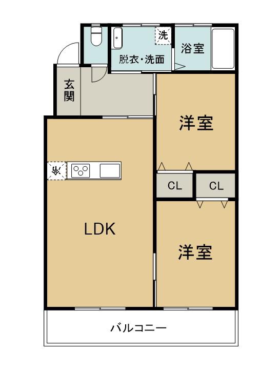 BRO ROOM東浜(2LDK/2階)の間取り写真