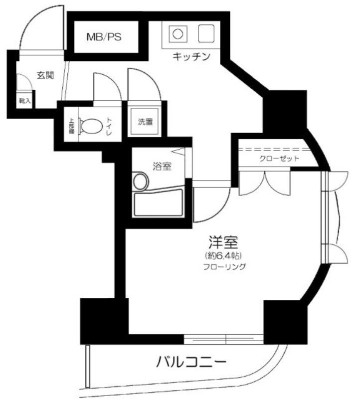 エクセリア白金高輪(1K/6階)の間取り写真