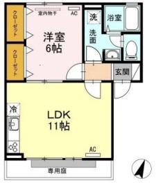 エスポワール(1LDK/1階)の間取り写真